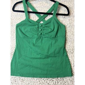 Belle Paque green top adjustable straps sweetheart neckline stretchy women SZ M